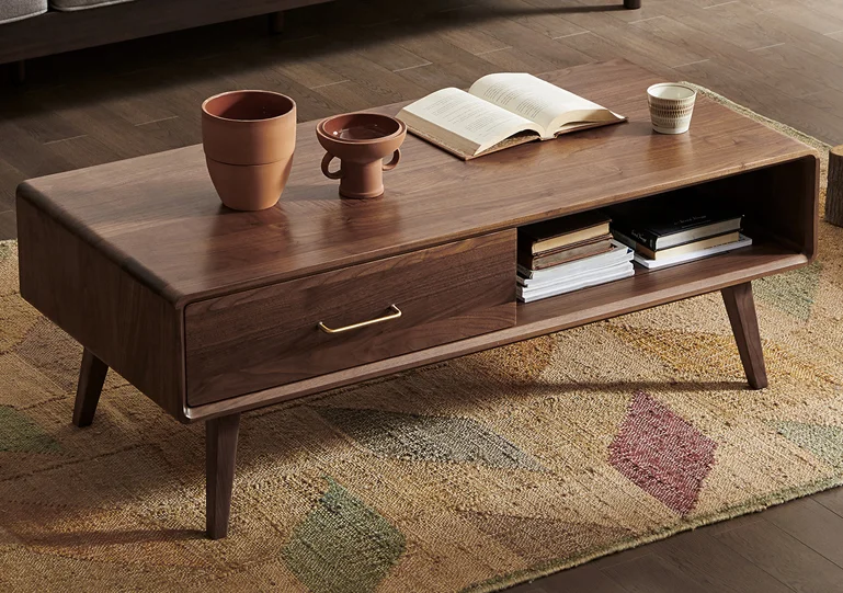 Coffee Table with 2 Drawers and Shelf