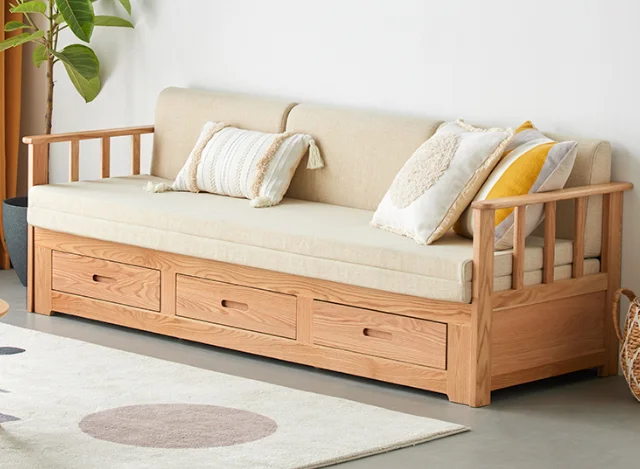 Fuji B Sofa Bed 3-Drawer - Cream White